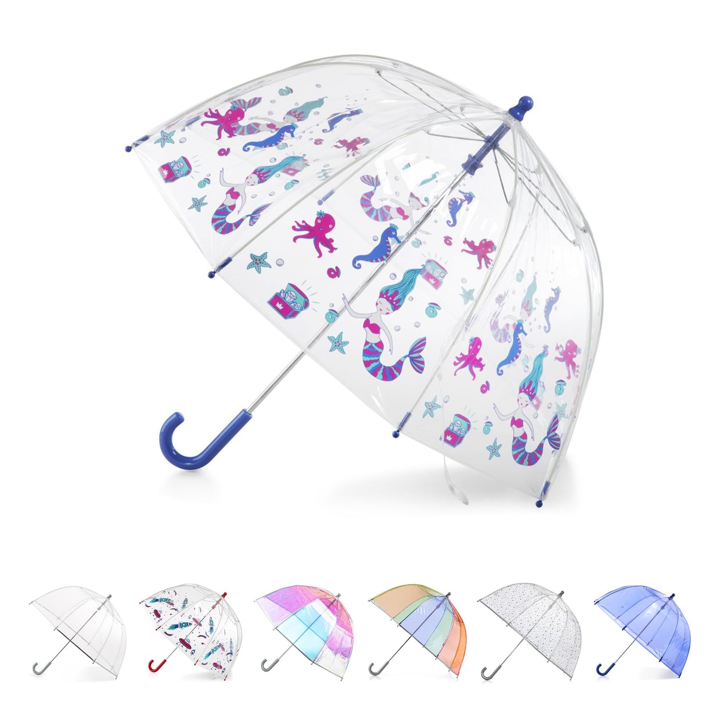 totes Kids Lightweight Dome Canopy Bubble Umbrella with Wind and Rain Protection