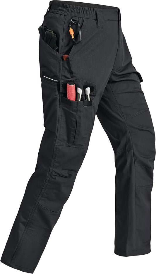 Mens Cargo Pants Ripstop Breathable Tactical Hiking Pants with 7 Pockets | Heavy Duty Multi Pockets Relaxed Fit Breathable Hunting Working Carpenter Construction Water Resistant Waterproof Outdoor