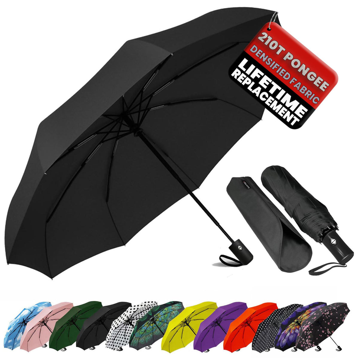 Compact Travel Umbrella - Windproof Auto Open/Close, Small Folding Umbrella for Rain & Sun with UPF50+ - Lightweight Frame, Waterproof - Fits Backpack, Purse, Suitcase.(Garden Butterfly)
