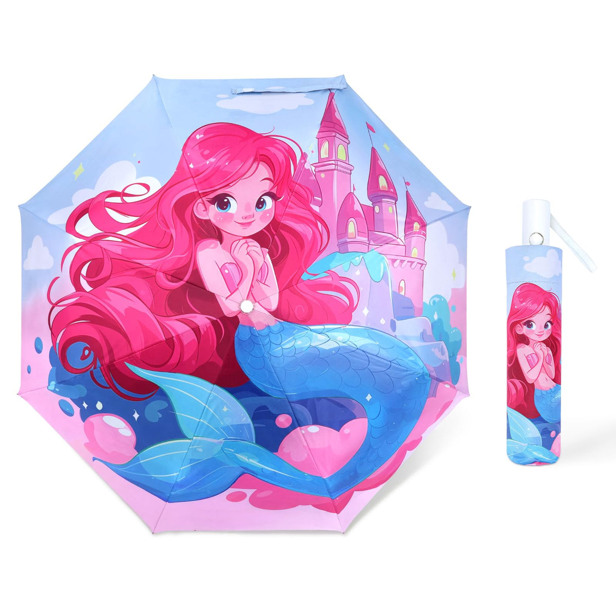 Kids Folding Umbrella Toddler Umbrella with UV Protection Portable Auto Open/Close Anti-rebound Safe Design Windproof, Compact, Lightweight Cute Umbrella for Girls & Boy