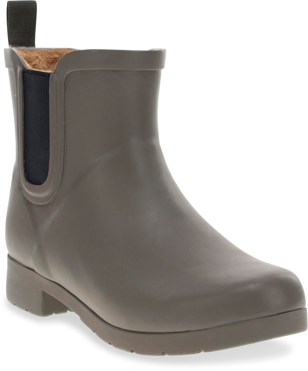 Chooka Women's Delridge Waterproof Faux Fur Chelsea Rain Boot Slip On | Ladies pull-on street style shoes with plush lining, built for puddles, styled for the city
