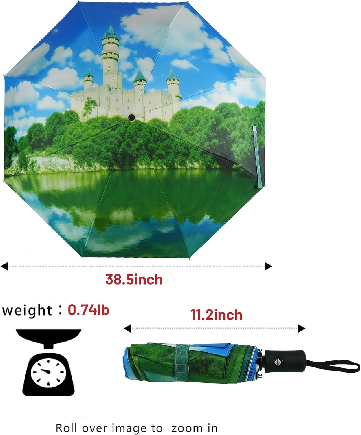 SY COMPACT Travel Umbrella - Windproof Automatic Compact Umbrellas for Rain | Small & Portable, UV Sun Protection, 11" Folded Travel Size, Fits in Backpack & Car, for Walking & Commutes, Factory Direct