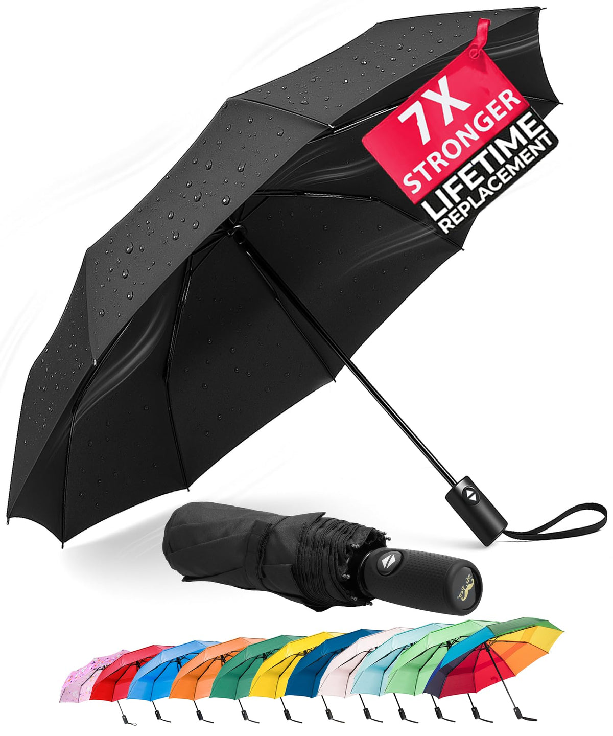 Mr. Pen- Windproof Travel Umbrella, Small Water-Resistant Automatic Folding Umbrella for Rain and Sun, Light, Compact and Portable for Women & Men, Fits Car & Backpack