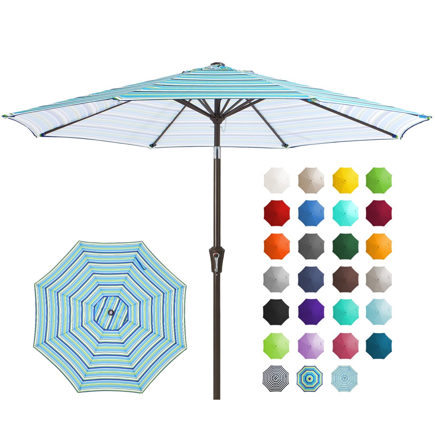JEAREY 9FT Outdoor Patio Umbrella, Market Umbrella, Dark Blue | Outdoor Table Umbrellas with 8 Sturdy, Tilt & Crank UV Protection Waterproof for Garden, Deck, Backyard, Pool