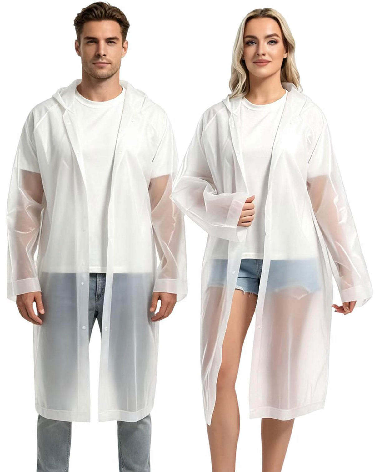 2PCS Rain Ponchos for Adults Reusable Rain Coats for Adults Rain Jackets Raincoats for Men Women