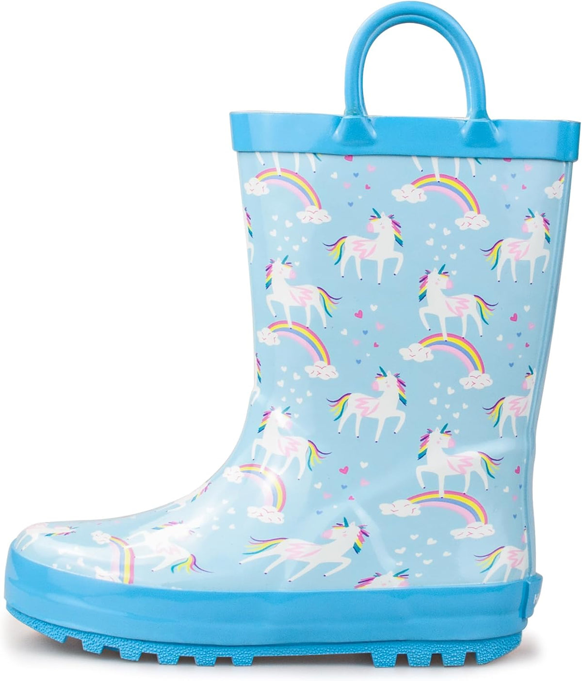 Hbxooxts Kids Rain Boots - Toddler Waterproof Rubber Kids Rain Boots for Girls and Boys with Fun Patterns and Easy-On Handles