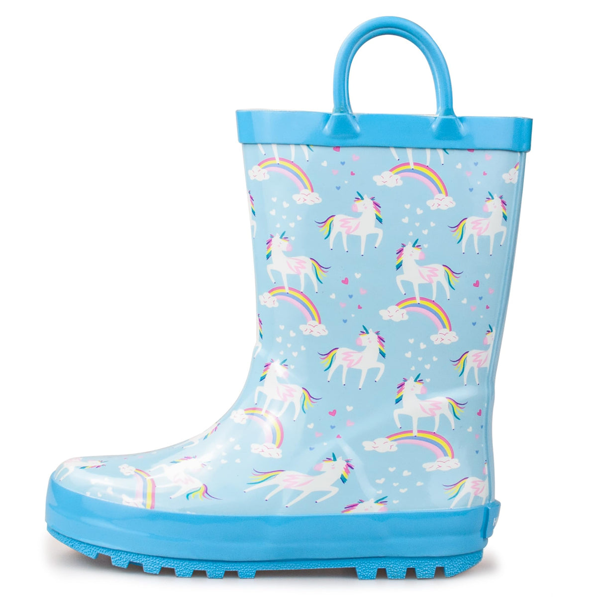 Hbxooxts Kids Rain Boots - Toddler Waterproof Rubber Kids Rain Boots for Girls and Boys with Fun Patterns and Easy-On Handles