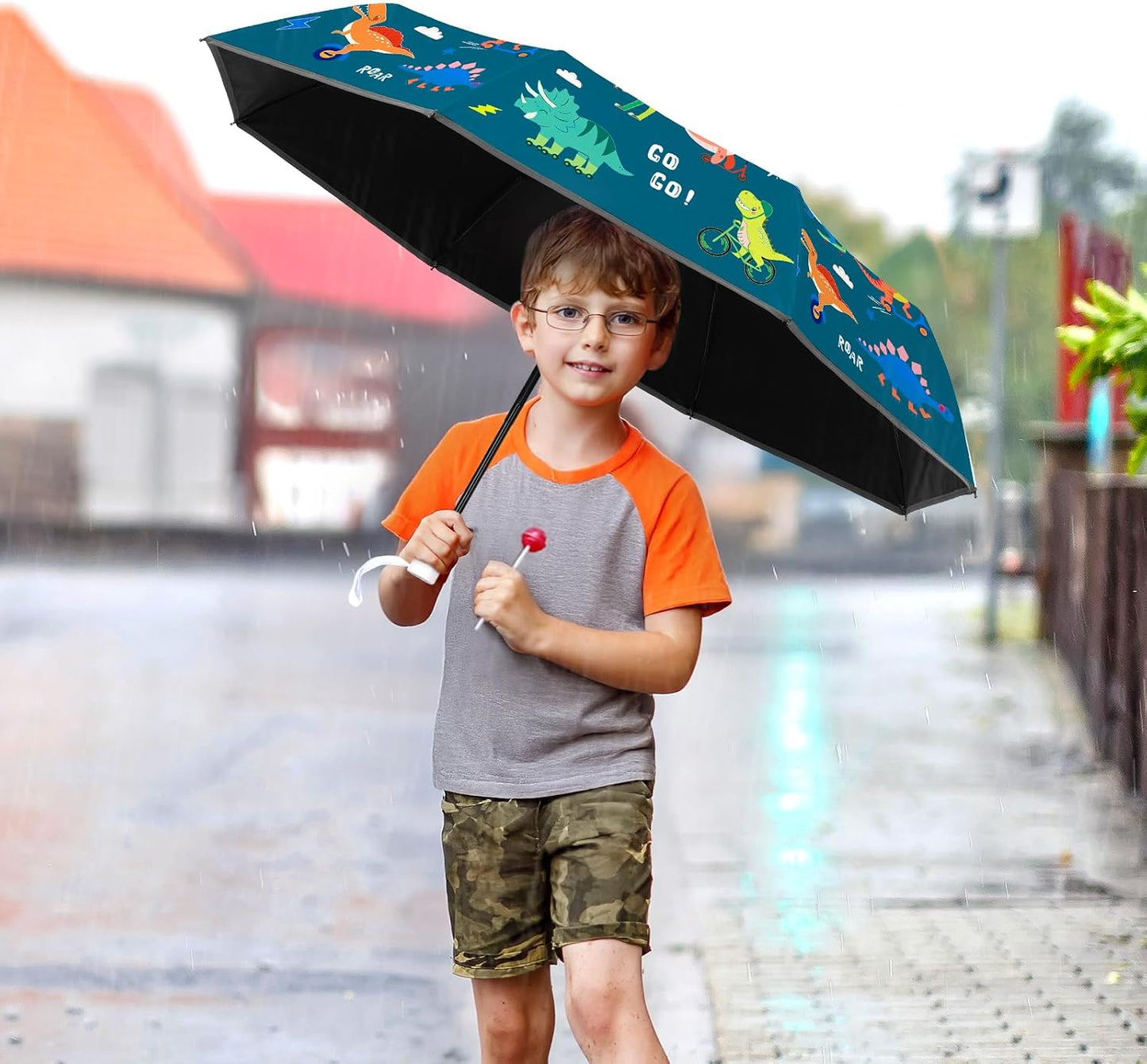 Kids Folding Umbrella Toddler Umbrella with UV Protection Portable Auto Open/Close Anti-rebound Safe Design Windproof, Compact, Lightweight Cute Umbrella for Girls & Boy