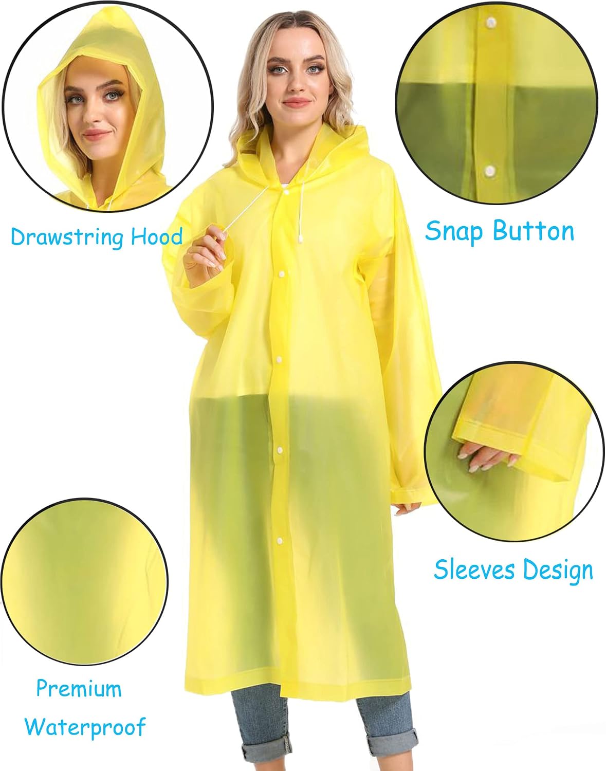 Rain Ponchos for Adults Reusable Raincoats Survival Heavy Duty Military Impermeable 2 Packs Rain Coat…