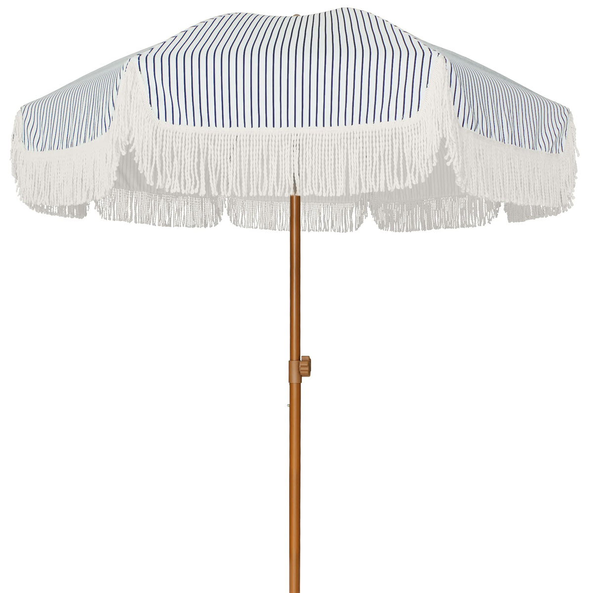 AMMSUN 7ft Patio Umbrella with Fringe Outdoor Tassel Umbrella UPF50+ Premium Steel Pole and Ribs Push Button Tilt, Cream White