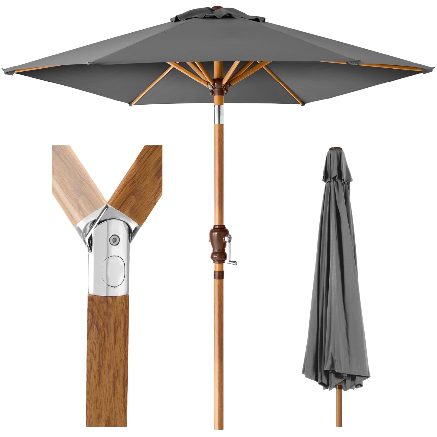 Best Choice Products 10ft Outdoor Patio Umbrella, Outdoor Table Umbrella, Yard Umbrella, Market Umbrella with 6 Sturdy Ribs, Push Button, Tilt and Crank - Sand