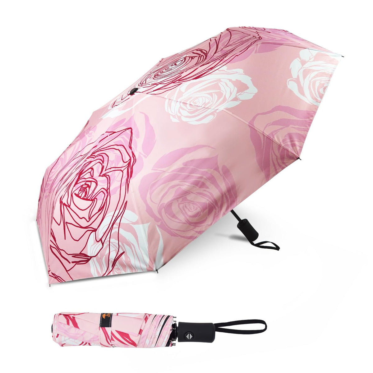 SY COMPACT Travel Umbrella - Windproof Automatic Compact Umbrellas for Rain | Small & Portable, UV Sun Protection, 11" Folded Travel Size, Fits in Backpack & Car, for Walking & Commutes, Factory Direct