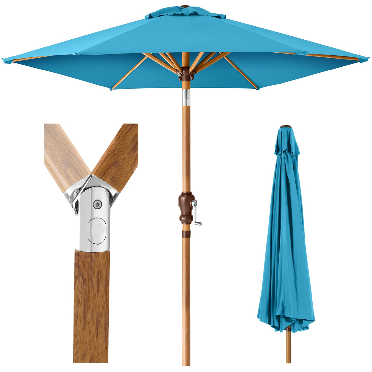 Best Choice Products 10ft Outdoor Patio Umbrella, Outdoor Table Umbrella, Yard Umbrella, Market Umbrella with 6 Sturdy Ribs, Push Button, Tilt and Crank - Sand