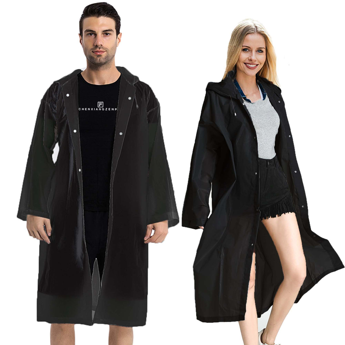 COOY Rain Ponchos for Adults, （2 Pack） EVA Rain Jacket Women Men Rain Coat