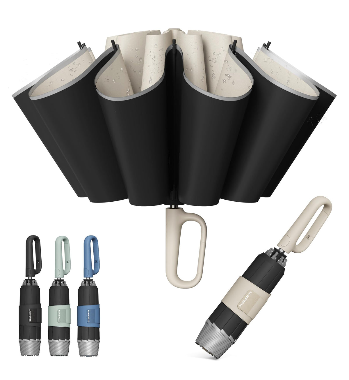 QWB Inverted Umbrella With Auto Open Close Windproof Compact Travel