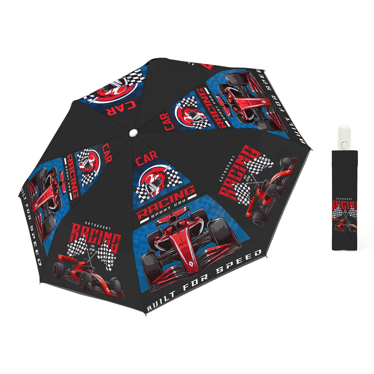 Autoamtic Kids Umbrella UV Resistant, Folding Compact Umbrella 360° Reflective Strip for Travel Outdoor, Lightweight Cute Kids Parasol Anti-rebound Safe for Toddler