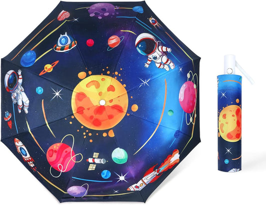 Kids Folding Umbrella Toddler Umbrella with UV Protection Portable Auto Open/Close Anti-rebound Safe Design Windproof, Compact, Lightweight Cute Umbrella for Girls & Boy