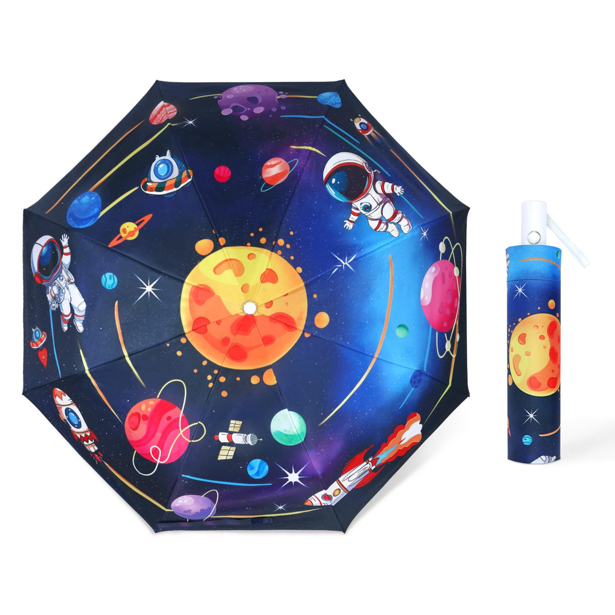 Kids Folding Umbrella Toddler Umbrella with UV Protection Portable Auto Open/Close Anti-rebound Safe Design Windproof, Compact, Lightweight Cute Umbrella for Girls & Boy