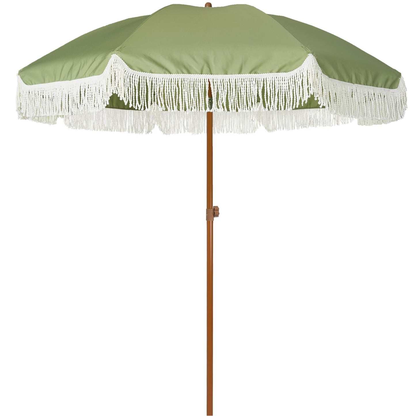 AMMSUN 7ft Patio Umbrella with Fringe Outdoor Tassel Umbrella UPF50+ Premium Steel Pole and Ribs Push Button Tilt, Cream White