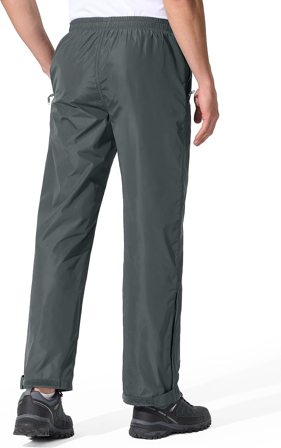 UIQUR Mens Rain Pants Waterproof Hiking Pants | Lightweight Packable Half Leg Zip Pant Cuffs for Hiking, Cycling, Running, Fishing ,Golf,Rainy-day work