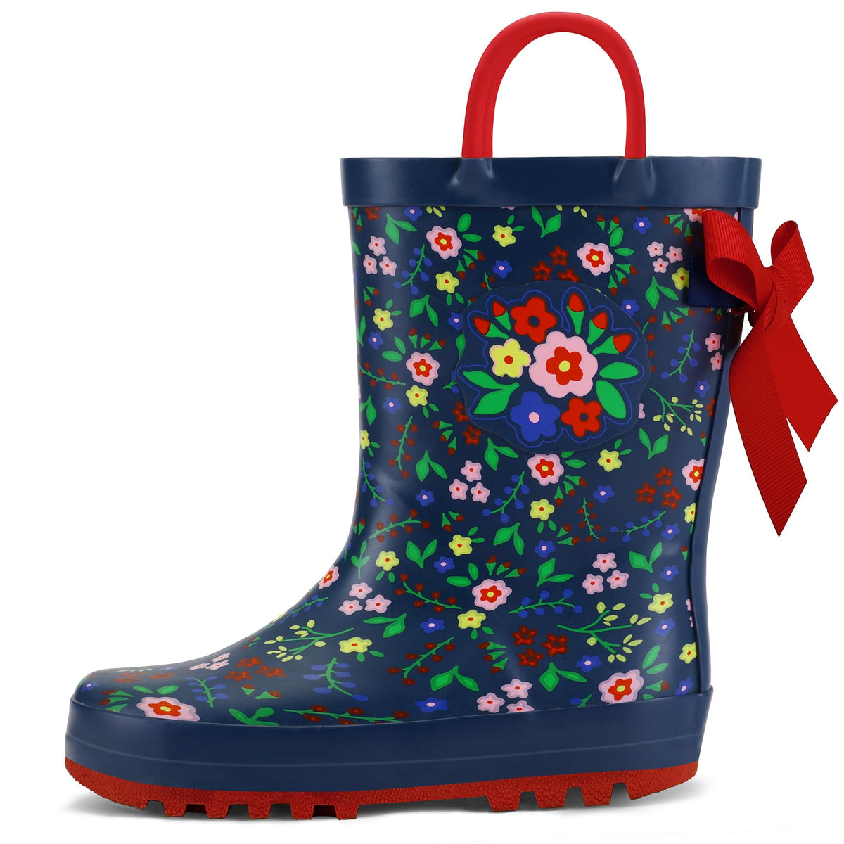 Kids Rain Boots Waterproof Printed Rubber boots with Handles | Slip on, Double Handles,Slip Resistant