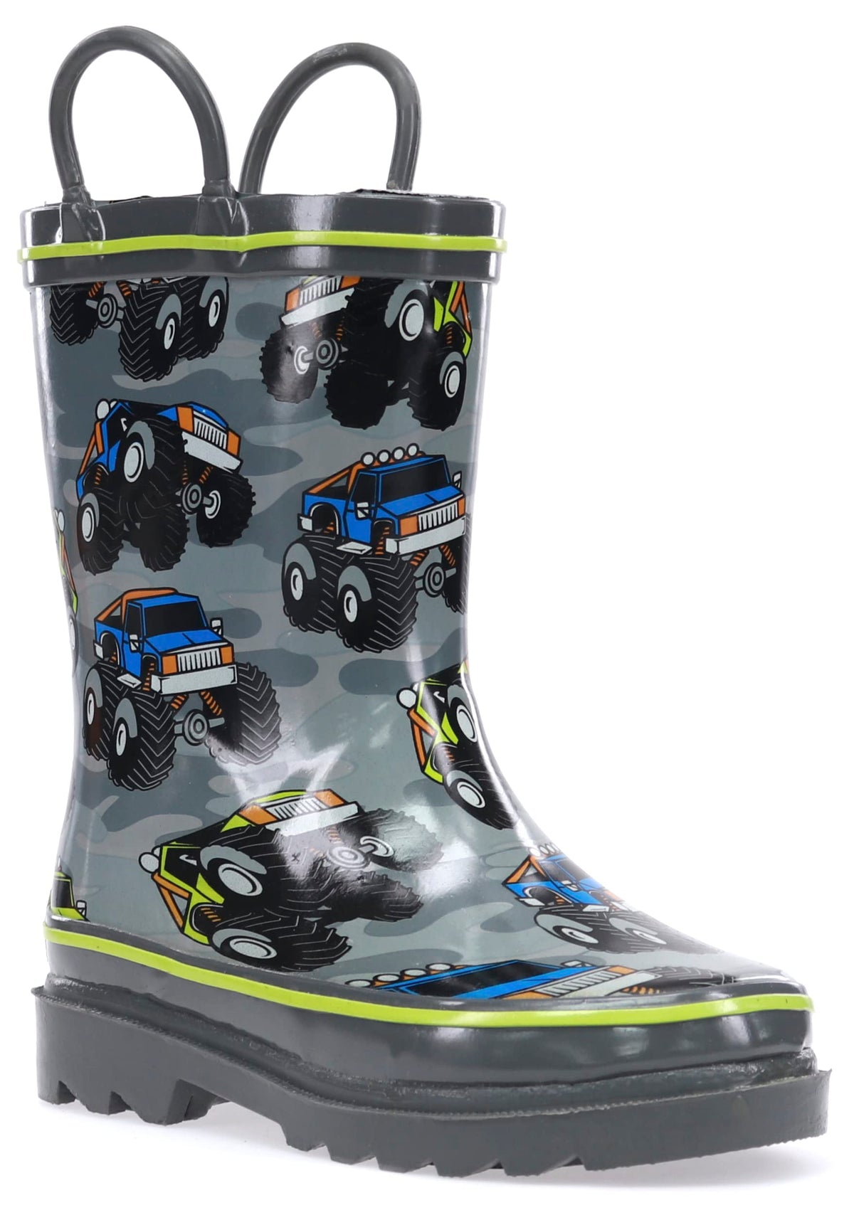 Western Chief Boys Waterproof Printed Rain Boot with Easy Pull On Handles