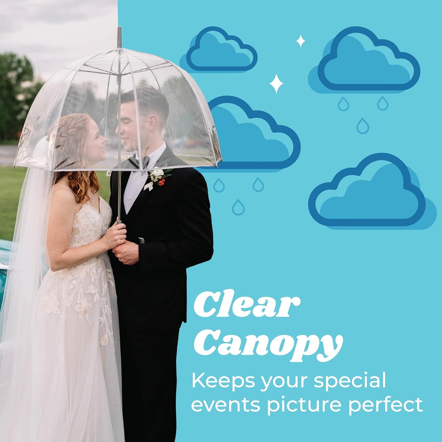 Totes Adult Bubble Umbrella with Dome Canopy and Lightweight Wind and Rain Protection