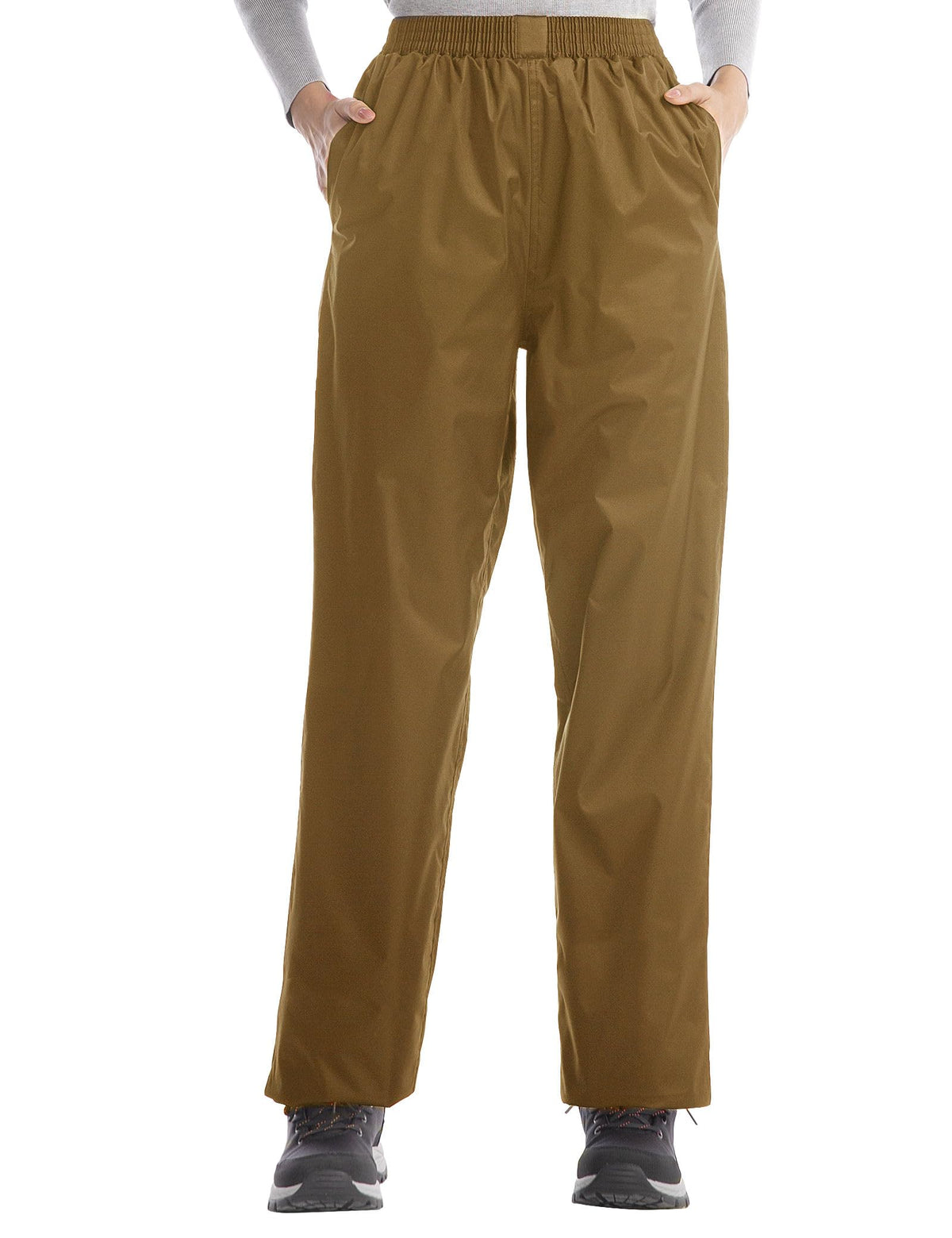 iCreek Women's Rain Pants Waterproof Breathable Lightweight Rain Over Pants | Breathable Mesh Lining, Pants Leg Zipper, Hook & Loop, Suitable for Hiking, Fishing, Golf, Work and Daily Wear