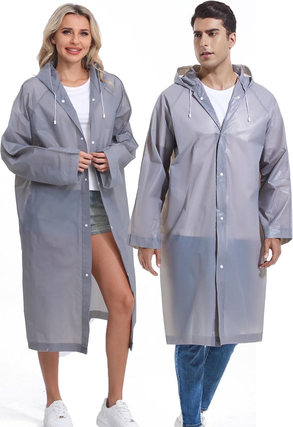 2PCS Rain Ponchos for Adults Reusable Rain Coats for Adults Rain Jackets Raincoats for Men Women