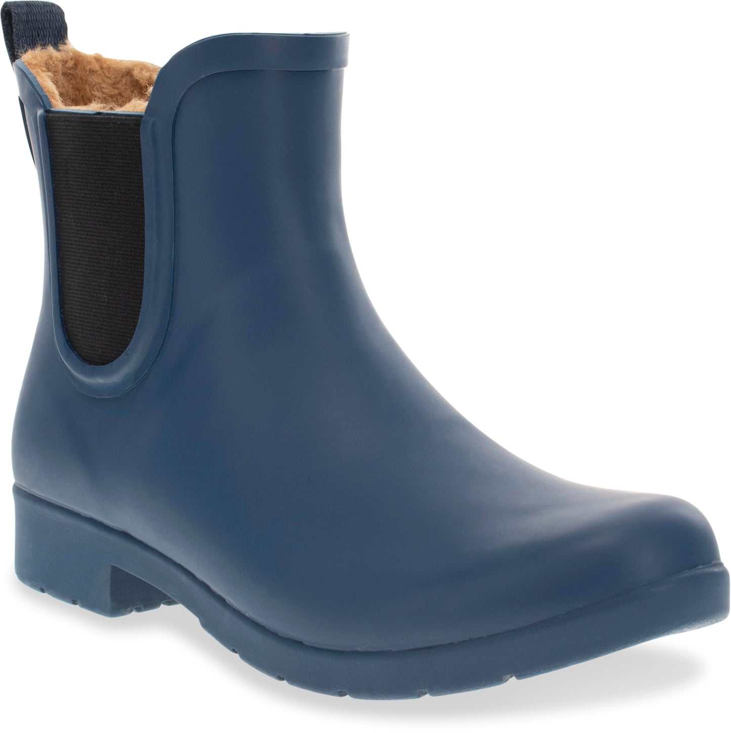 Chooka Women's Delridge Waterproof Faux Fur Chelsea Rain Boot Slip On | Ladies pull-on street style shoes with plush lining, built for puddles, styled for the city