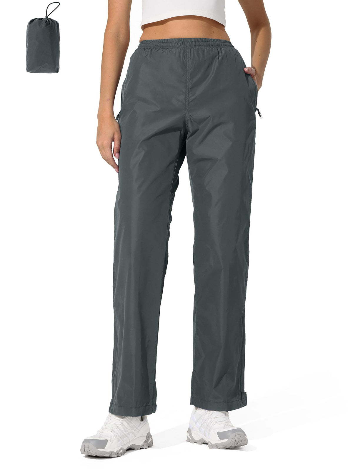 UIQUR Womens Rain Pants Waterproof Lightweight Packable Pants | Half Leg Zip Pant Cuffs for Hiking, Cycling, Running, Fishing ,Golf,Rainy-day work,And Other Outdoor Activities