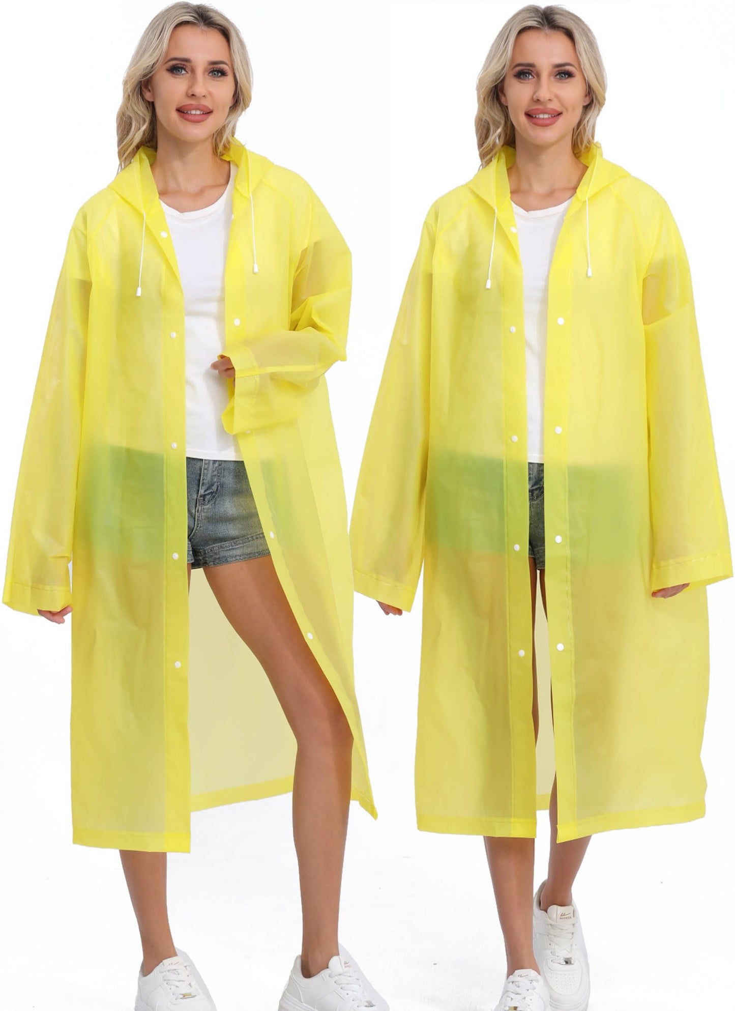 2-Pack Reusable Rain Ponchos for Adults, HOOMBOOM Raincoats Emergency for Women/Men with Drawstring and Sleeves