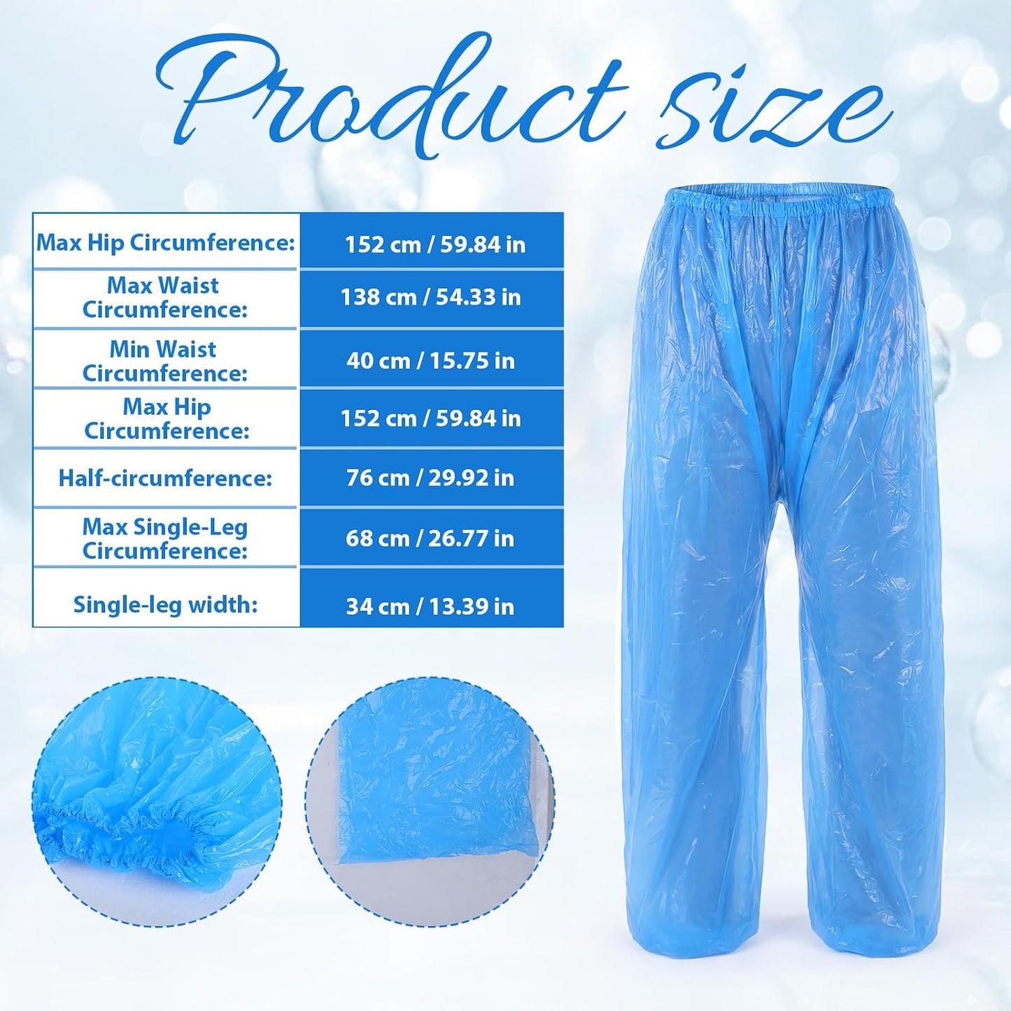 2 Pcs Disposable Rain Pants, Unisex Adult Long Tube Rain Pant with Shoe Cover Waterproof Thickened Long Pant Boot Covers for Outdoor Activities Fishing Travel Cycling (White, Blue)