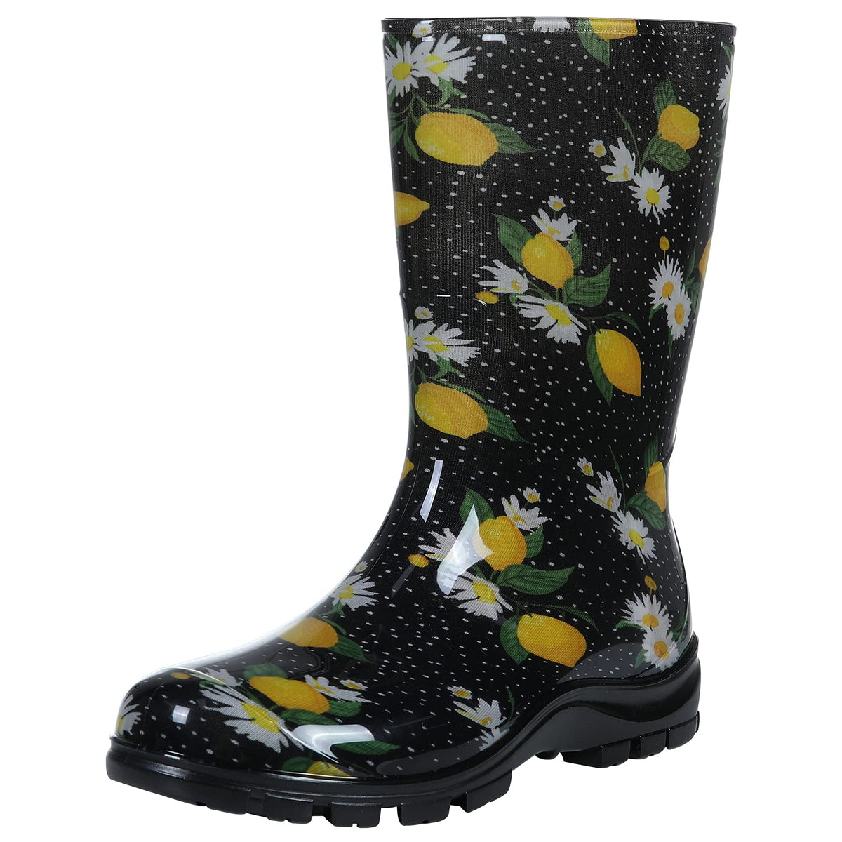 Asgard Women's Mid Calf Rain Boots Printed Waterproof Rubber Boots Short Garden Shoes