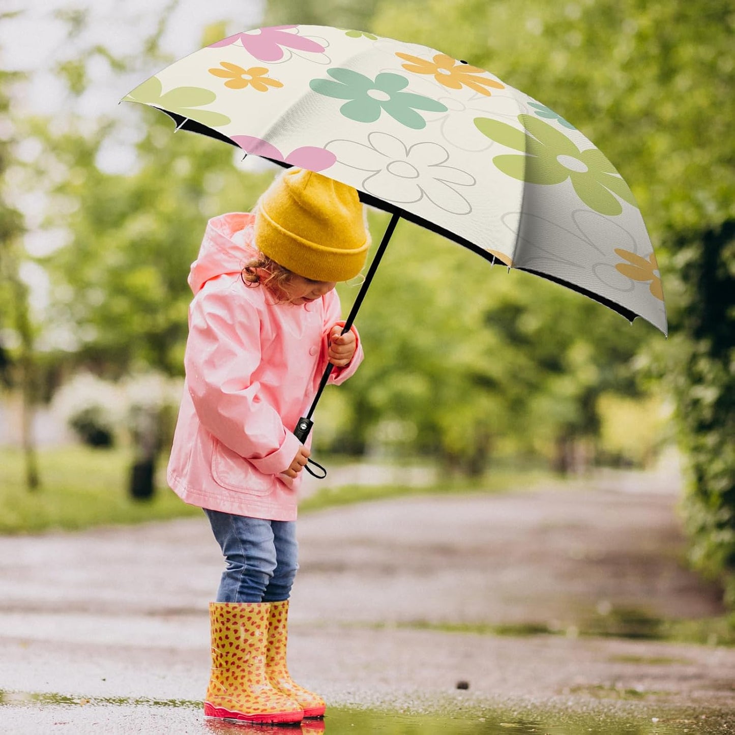 Folding Umbrella, Automatic Small Compact, Sun & Rain | Portable & Lightweight, 8 Ribs, Windproof, UV Protection, for Travel, Outdoor, Commute & Women