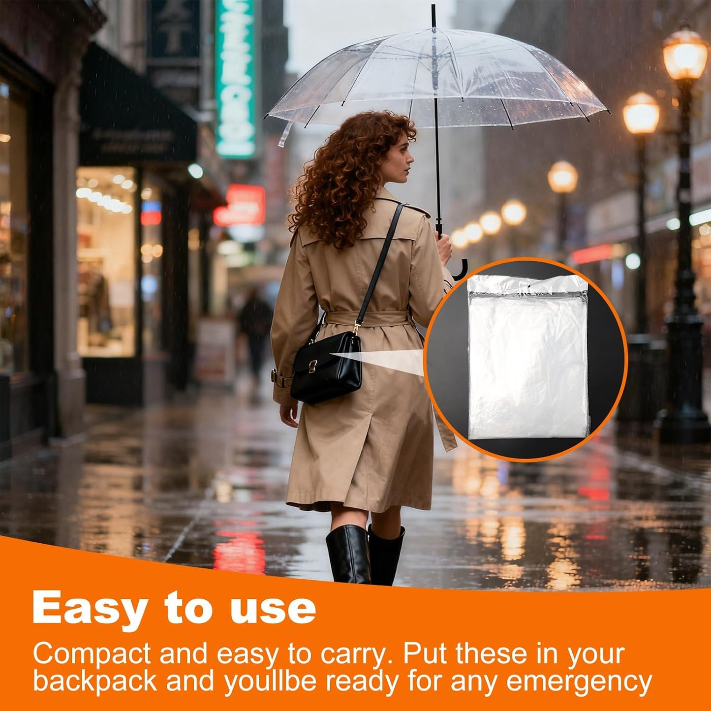 4-Pack Disposable Rain Pants for Men & Women - 53in Long Emergency Waterproof Rain Pant with Shoe Boot -Thickened Plastic Foot Wrapped Rainpants Covers for Outdoor Cycling Fishing