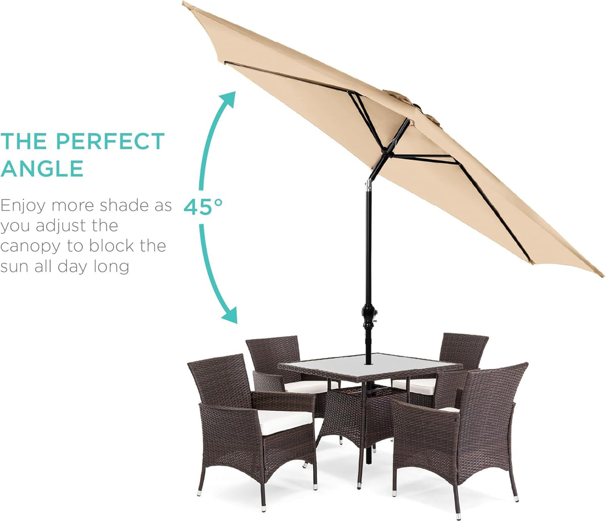 Best Choice Products 10ft Outdoor Patio Umbrella, Outdoor Table Umbrella, Yard Umbrella, Market Umbrella with 6 Sturdy Ribs, Push Button, Tilt and Crank - Sand