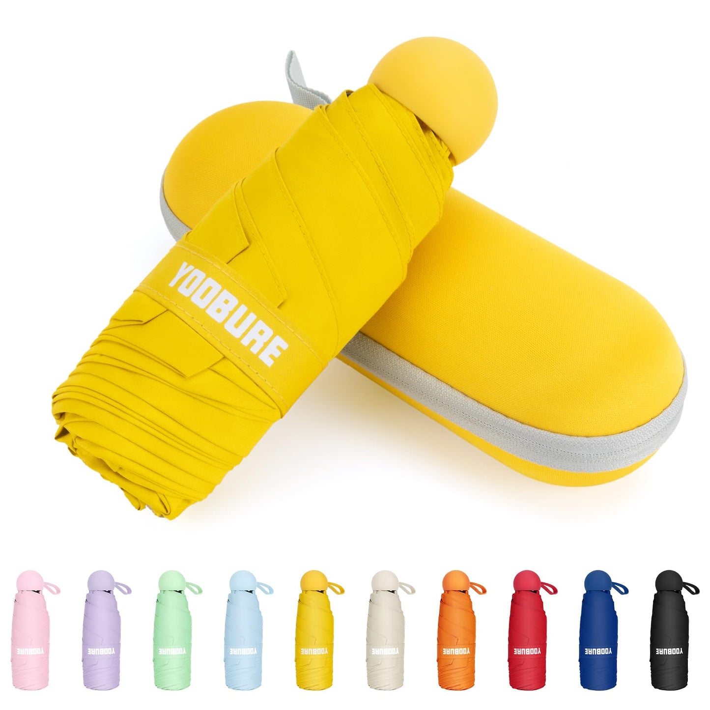 Yoobure Travel Umbrella Portable Compact Umbrellas, Pocket Mini for Purse, Umbrellas for UV Sun & Rain Small for Backpack, Umbrella with Case Folding for Kids Women