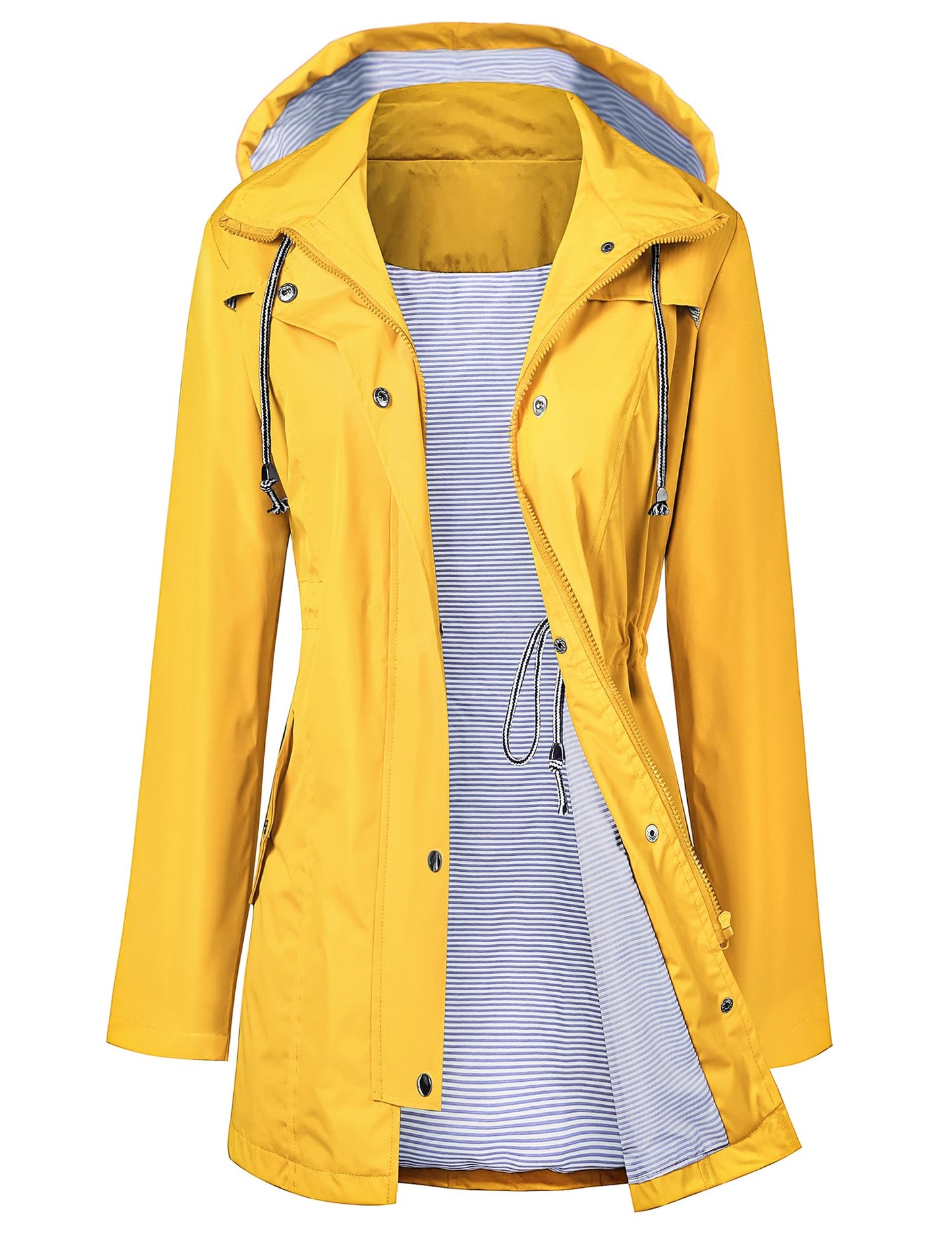LOMON Raincoat Women Waterproof Long Hooded Trench Coats Lined Windbreaker Travel Jacket S-XXL