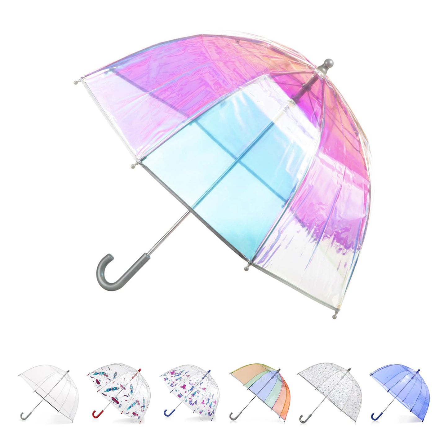 totes Kids Lightweight Dome Canopy Bubble Umbrella with Wind and Rain Protection