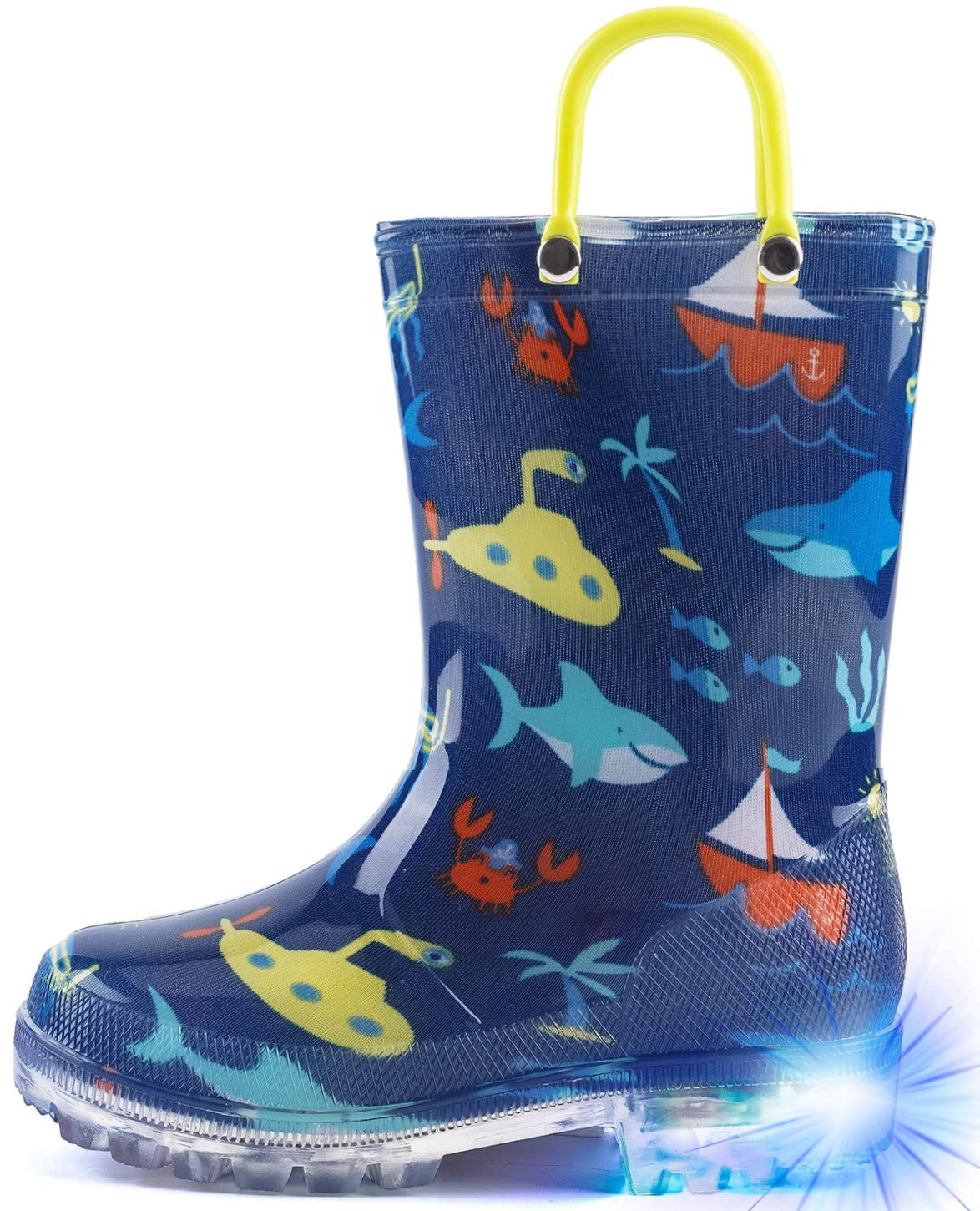 HugRain Light Up Rain Boots for Little Kids
