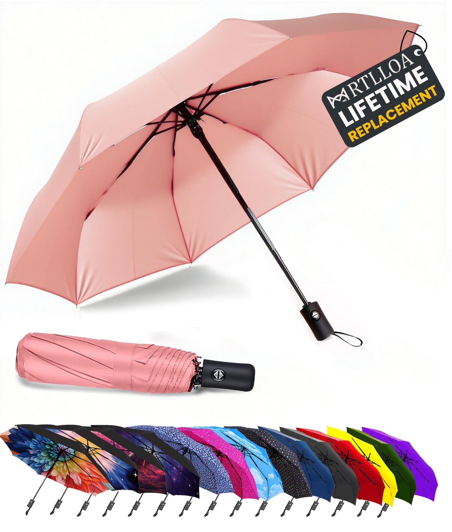 MRTLLOA Travel Essentials Mini/Compact Umbrella for Purse | Small Lightweight, UV Sun Protection, Tiny Umbrella for Men and Women