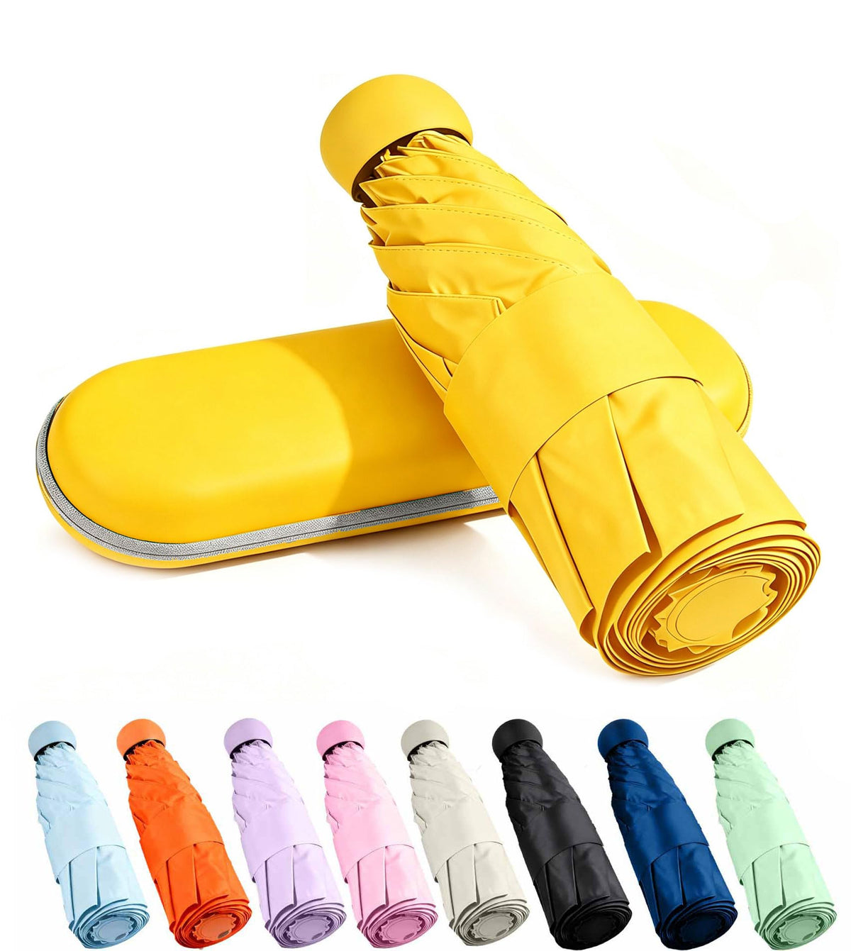 MRTLLOA Travel Essentials Mini/Compact Umbrella for Purse | Small Lightweight, UV Sun Protection, Tiny Umbrella for Men and Women
