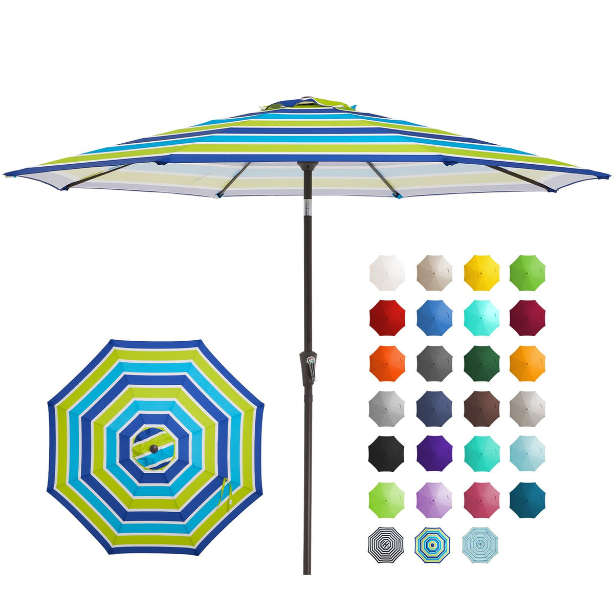 JEAREY 9FT Outdoor Patio Umbrella, Market Umbrella, Dark Blue | Outdoor Table Umbrellas with 8 Sturdy, Tilt & Crank UV Protection Waterproof for Garden, Deck, Backyard, Pool