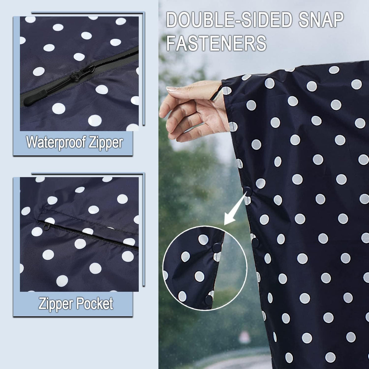 Fashion Hooded Rain Poncho Waterproof Raincoat Jacket with pocket for Women/Men/Adult