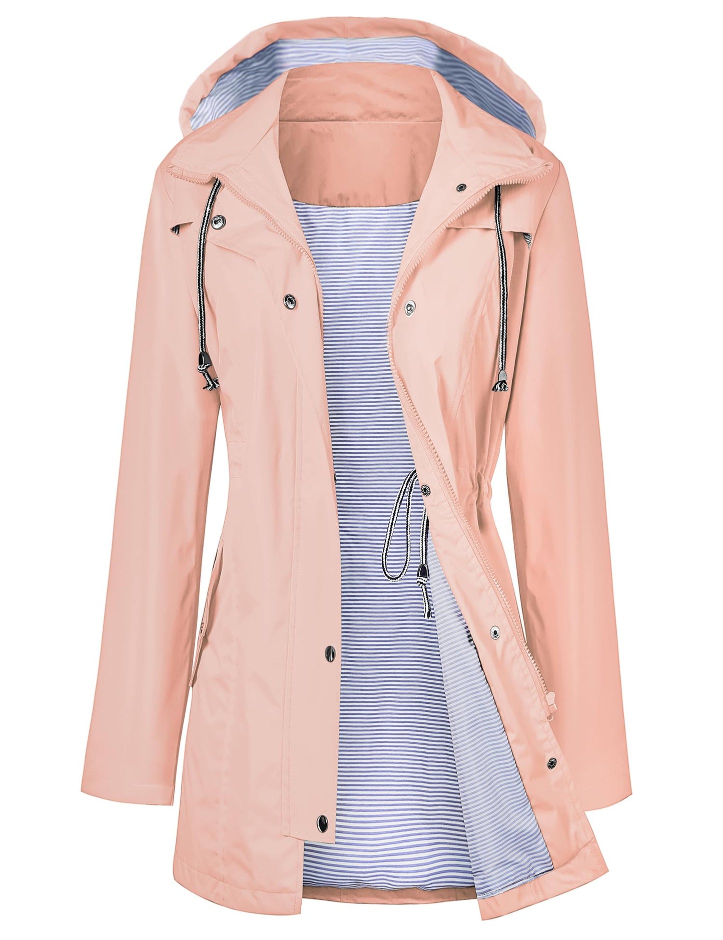 LOMON Raincoat Women Waterproof Long Hooded Trench Coats Lined Windbreaker Travel Jacket S-XXL