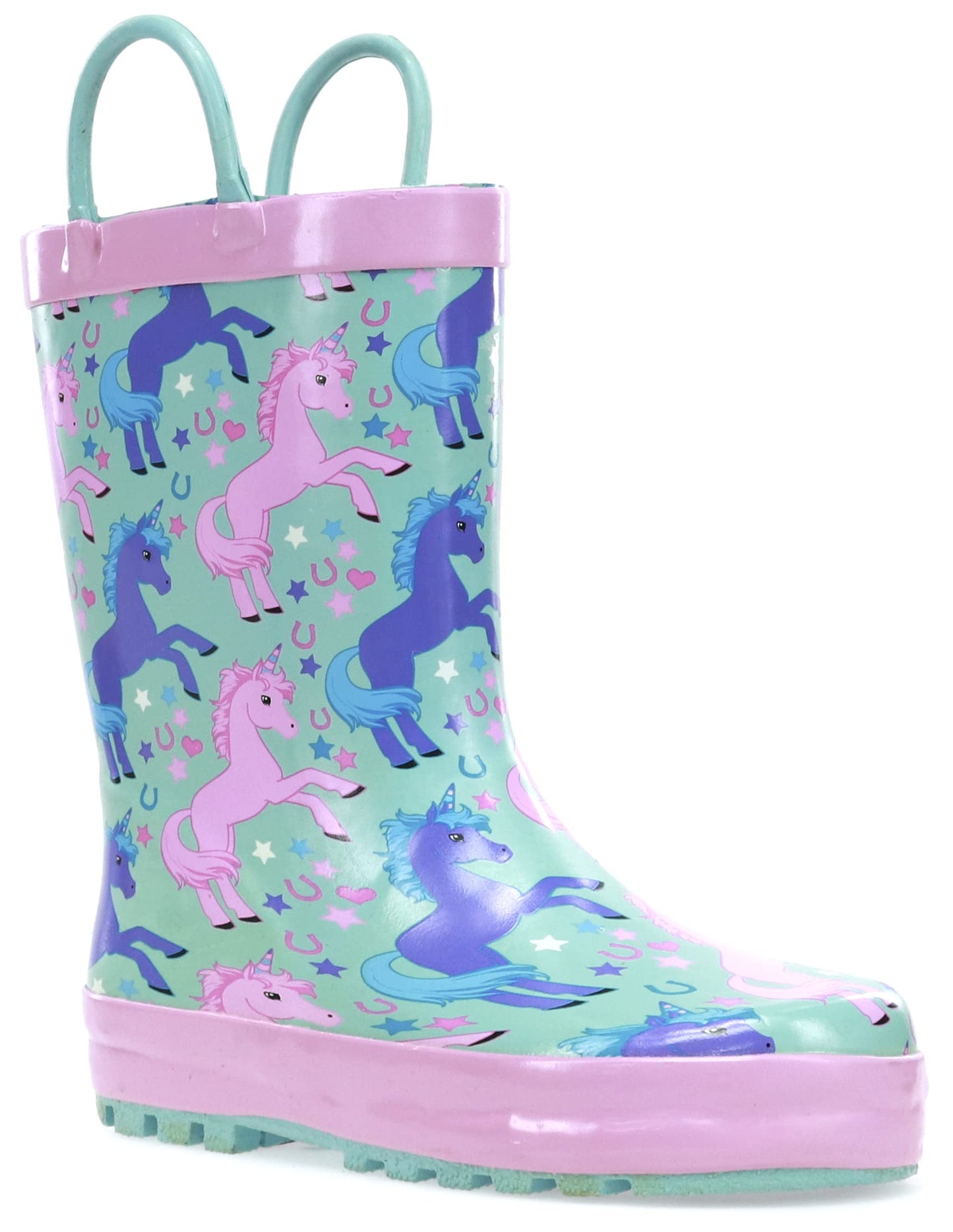 Western Chief Boys Waterproof Printed Rain Boot with Easy Pull On Handles