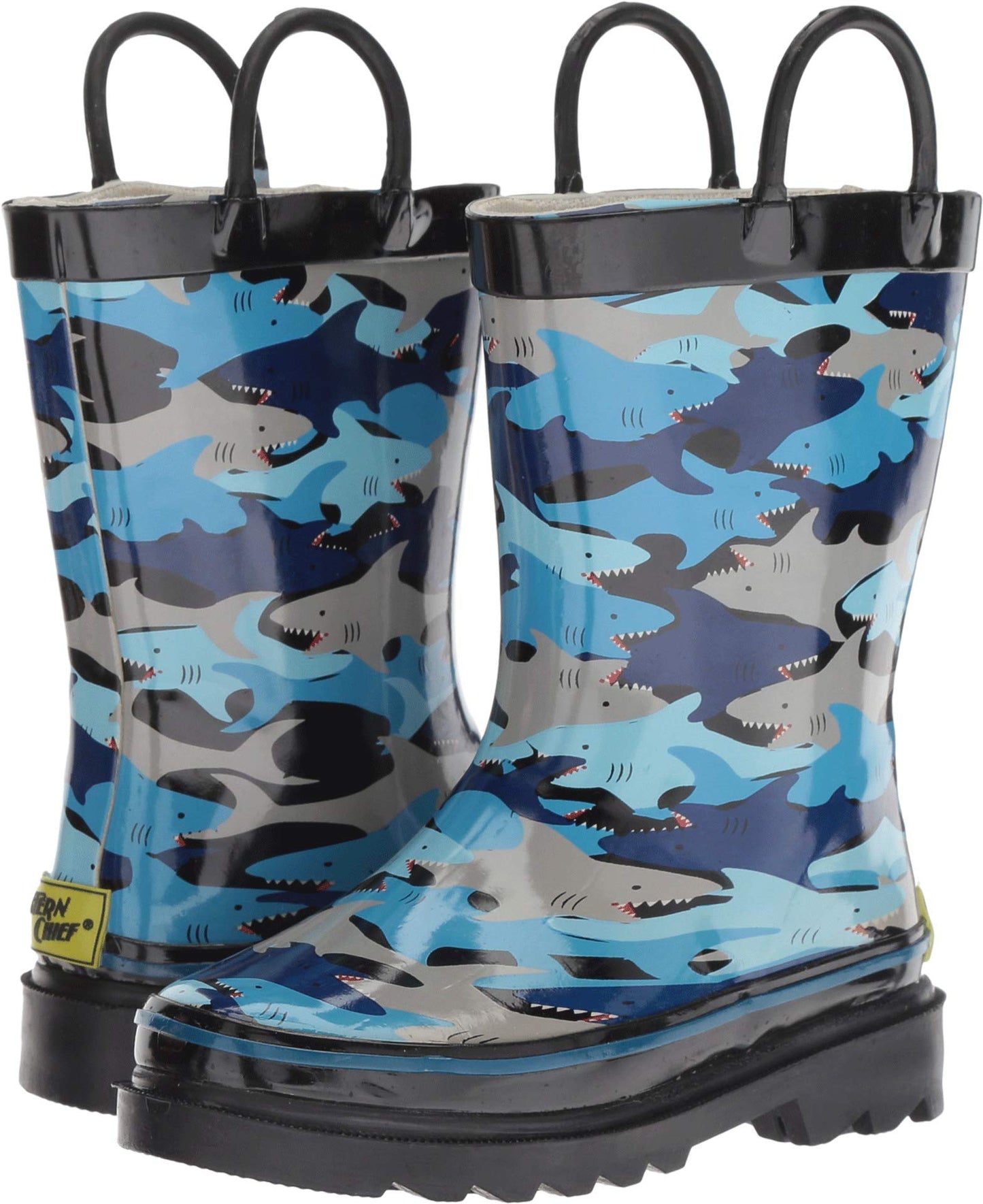 Western Chief Boys Waterproof Printed Rain Boot with Easy Pull On Handles