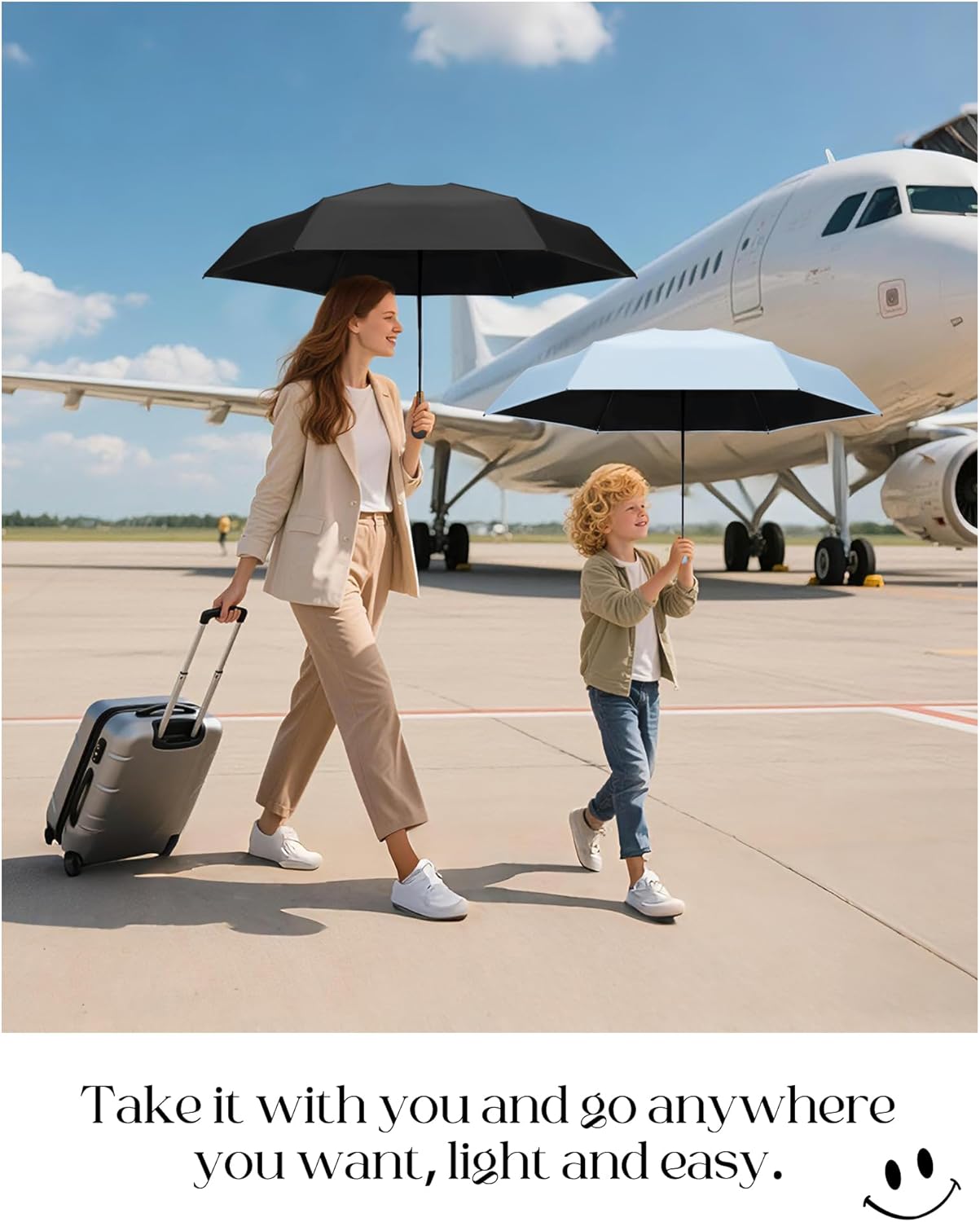 Seniny Mini Travel Umbrella with Case, Compact Pocket Size UV Sun & Rain | Tiny purse size fits pocket, UV protection waterproof fabric, lightweight folding, great for women kids daily travel