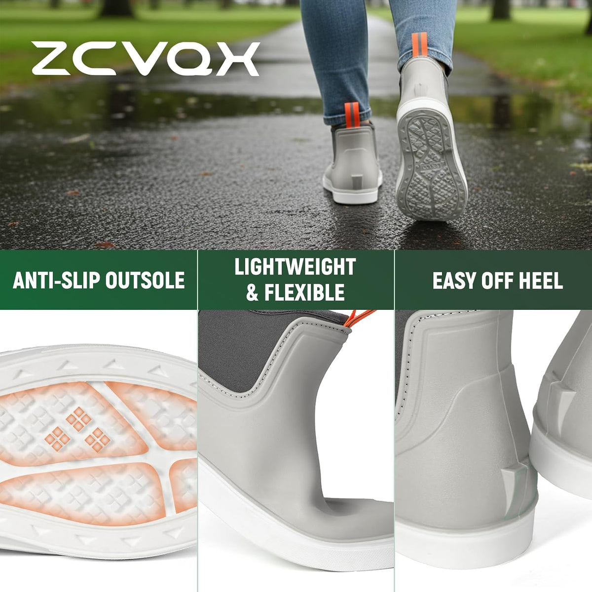 Women's Deck Boots Waterproof Ankle Rain Boots | Outdoor Fishing Garden Boots for Women, Anti-Slip Shoes, Lightweight Comfortable Work Shoes